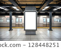 Vertical Billboard in Urban Subway Station 128448251