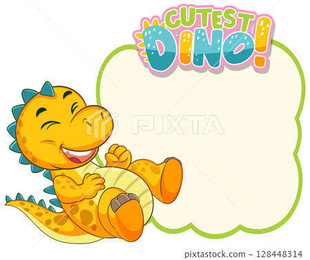 Playful Dinosaur with Blank Text Space 128448314