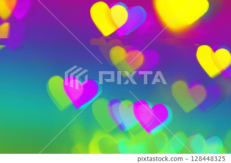 Colorful Heart Pattern in Neon Rainbow for Modern 90s, Y2K Aesthetic 128448325