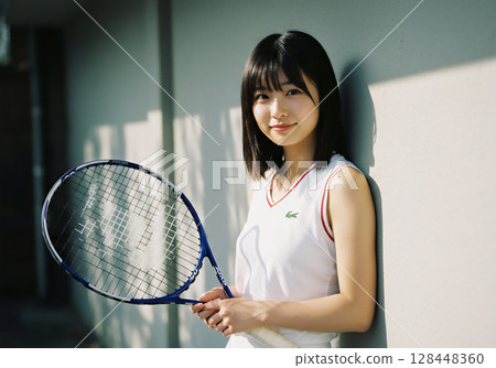 Sports scene on the tennis court 128448360