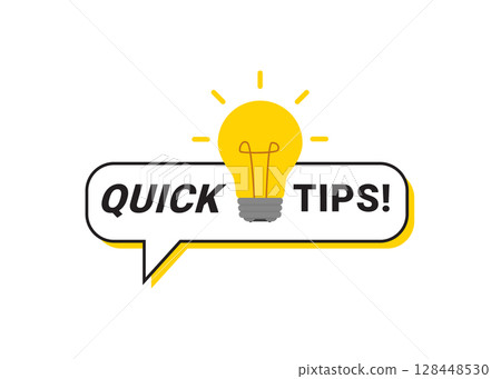 Quick tips message bubble with light bulb emblem stock illustration Quick tips message bubble with light bulb emblem stock illustration 128448530