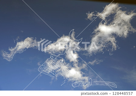 Cloud Art: Horseback riding in armor Cloud Art: Horseback riding in armor 128448557