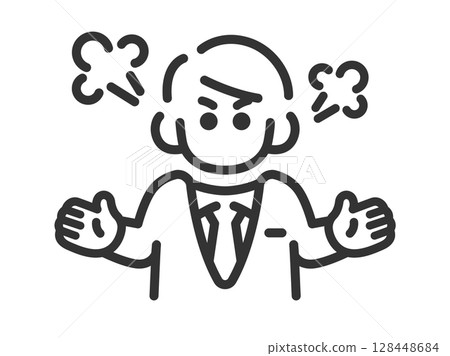 憤怒的商人圖示插圖（線條畫） 128448684