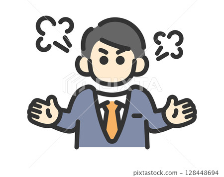 憤怒的商人圖示插圖（線條畫顏色） 128448694