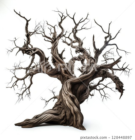 Dead Tree Isolated on White Background. Generative ai 128448897