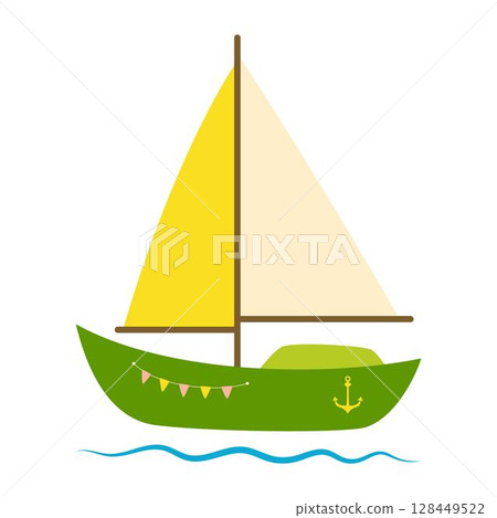 sailboat isolated, flat style 128449522