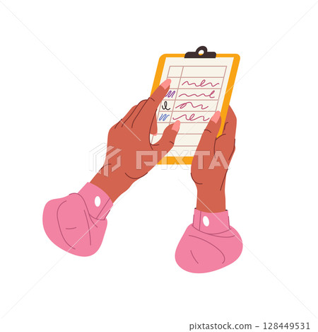 Vector page with reminder or planning. Handwritten todo list or schedule layout. Planner or reminder for school or office. Management, organization, plan making. Journal, memo, productivity notebook. 128449531