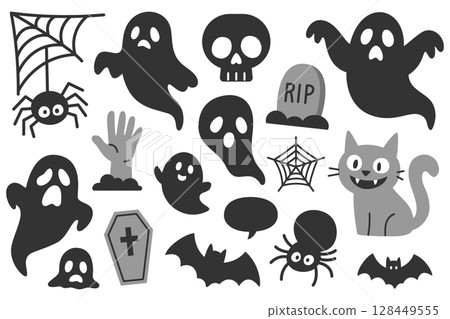 萬聖節恐怖生物套裝（鬼，黑貓，蝙蝠，蜘蛛） 128449555