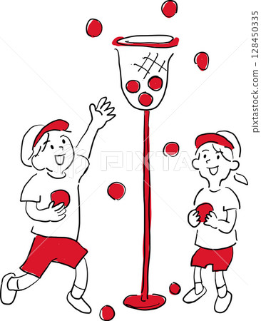 孩子們玩拋球遊戲的插圖 孩子們玩拋球遊戲的插圖 128450335