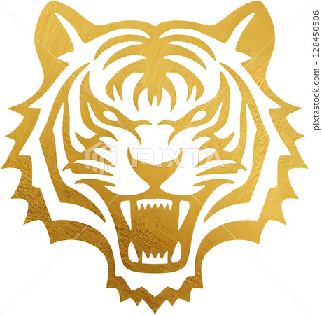 一隻憤怒的老虎在叢林中咆哮,威脅其他人 一隻憤怒的老虎在叢林中咆哮,威脅其他人 128450506