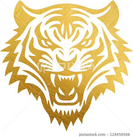 一隻憤怒的老虎在叢林中咆哮,威脅其他人 一隻憤怒的老虎在叢林中咆哮,威脅其他人 128450508