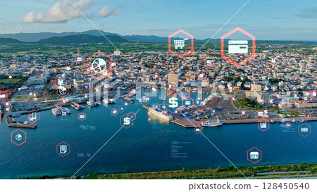 Port cities and business technology 128450540