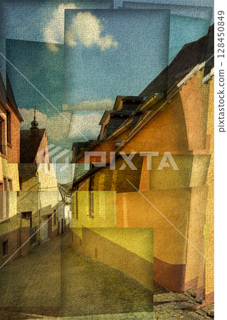 Abstract collage "Light rain in the city" Abstract collage "Light rain in the city" 128450849