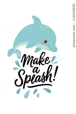 Cute blue dolphin jumps with joy above waves in this playful cartoon design, perfect for summer themes, marine fun, and cheerful ocean-inspired decor Cute blue dolphin jumps with joy above waves in this playful cartoon design, perfect for summer themes, marine fun, and cheerful ocean-inspired decor 128450898