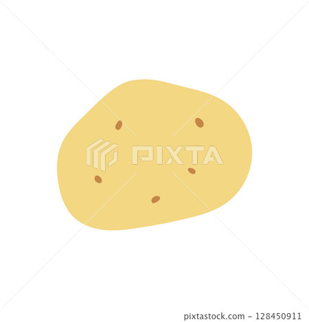 Simple cute potato cartoon in earthy tones, perfect for food-related graphics, healthy eating icons, garden produce illustrations, and playful vegetable designs 128450911