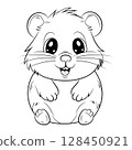 Doodle Vector Illustration of a Hamster in Cartoon Style 128450921