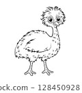 Doodle Vector Illustration of Emu in Cartoon Style 128450928