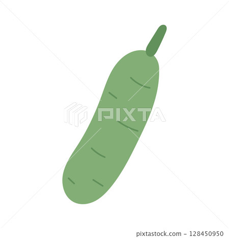 Simple green cucumber with clean lines and soft tone, perfect for healthy food blogs, gardening designs, or fresh produce packaging concepts 128450950