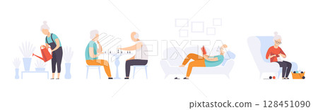 Senior People Character Engaged in Different Activities and Hobbies Vector Set Senior People Character Engaged in Different Activities and Hobbies Vector Set 128451090
