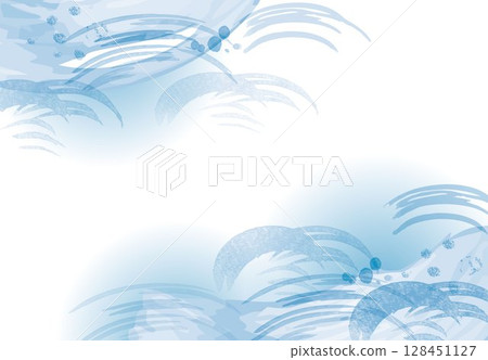 Watercolor wave image blue water background illustration 128451127