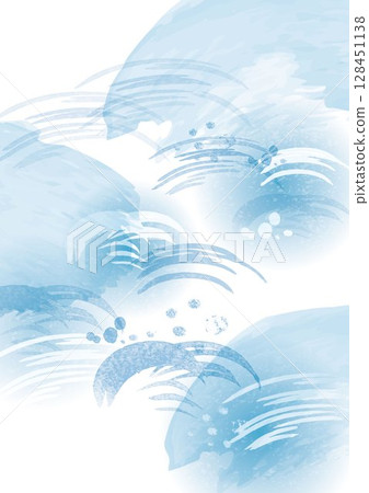 Watercolor wave image blue water background illustration Watercolor wave image blue water background illustration 128451138