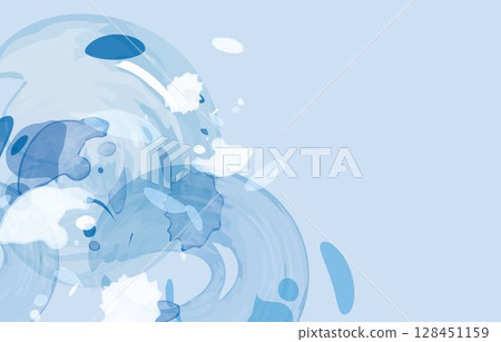 水彩波浪影像藍色水背景圖 水彩波浪影像藍色水背景圖 128451159