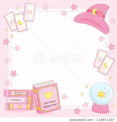 pink magic fortune-telling witch frame 1 128451207
