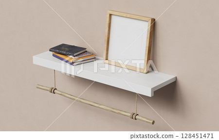 Shelf Decoration Interior Picture Frame Mock up. 3D Rendering. Shelf Decoration Interior Picture Frame Mock up. 3D Rendering. 128451471