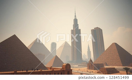 Skyscrapers appear in a parallel world: Egypt Skyscrapers appear in a parallel world: Egypt 128451499