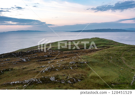 Aerial view of Dunmore Head by Portnoo in County Donegal, Ireland. 128451529