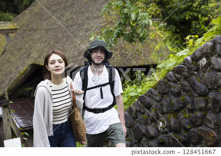 Travelers enjoying sightseeing in Japan 128451667
