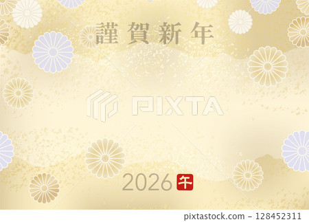 2026年馬年日式新年賀卡模板 128452311
