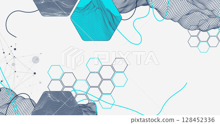 Abstract wireframe background. Modern science or technology art elements. Surface illustration. 128452336