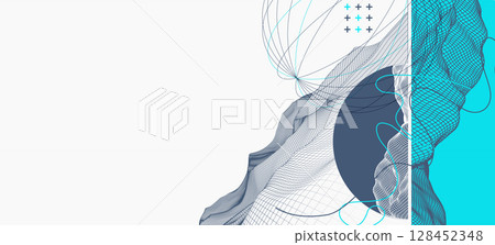 Abstract wireframe background. Modern science or technology art elements. Surface illustration. 128452348