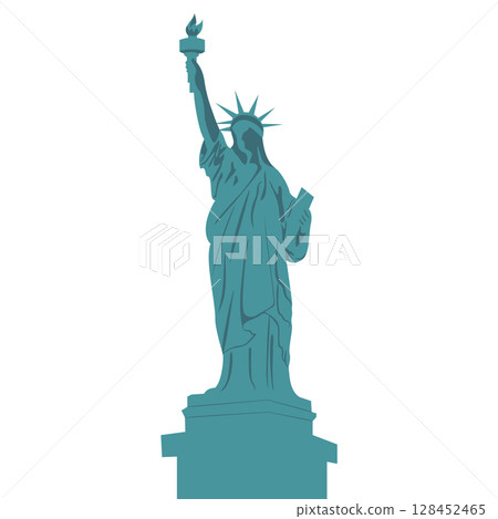 silhouette of Statue of Liberty 128452465