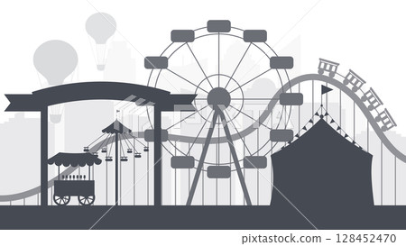 amusement park silhouette illustration 128452470
