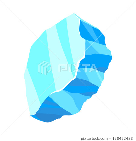 Crystal of ice, iceberg broken piece of ice, icicle, cold frozen block ice mountain, winter landscape for game design cartoon vector illustration Crystal of ice, iceberg broken piece of ice, icicle, cold frozen block ice mountain, winter landscape for game design cartoon vector illustration 128452488
