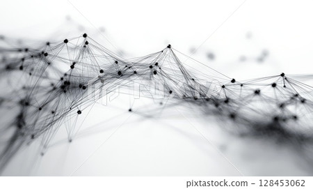 Network mesh connecting dots and lines showing global communication 128453062