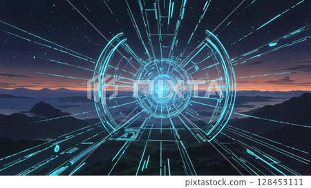 Game Background: Radar targeting in a futuristic digital world 128453111