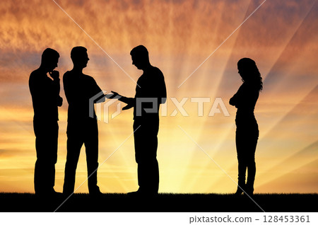 Concept of gender inequality and discrimination in a career for women 128453361