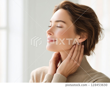 A natural woman who represents beauty and healing 128453630