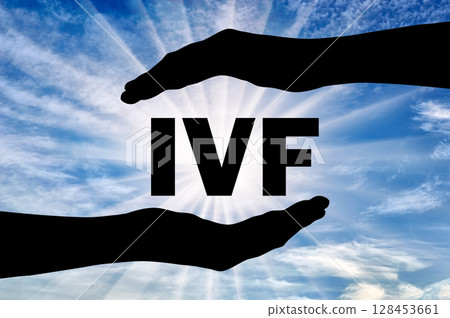 Extracorporal fertilization. Word IVF in the hands 128453661
