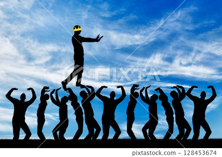 Conceptual scene of a narcissistic and selfish businessman 128453674