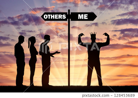 Conceptual scene of a selfish person Conceptual scene of a selfish person 128453689