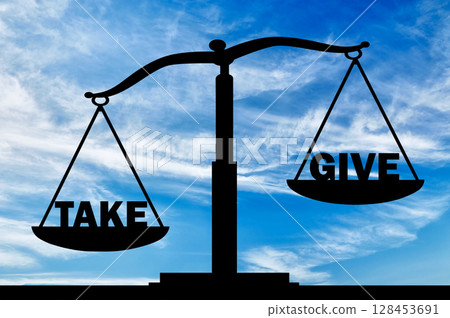 Conceptual scene of a social problem in society as selfishness Conceptual scene of a social problem in society as selfishness 128453691