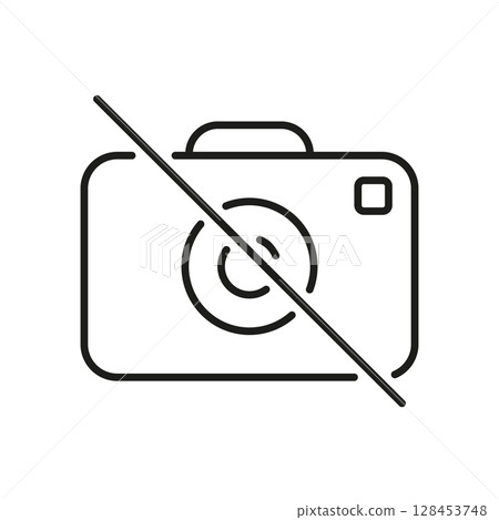 No Photography Allowed Line Icon. Camera With Prohibition Symbol Outline. Restricted Area, Privacy Protection, And No Photos Policy Editable Stroke. Isolated Vector Illustration No Photography Allowed Line Icon. Camera With Prohibition Symbol Outline. Restricted Area, Privacy Protection, And No Photos Policy Editable Stroke. Isolated Vector Illustration 128453748