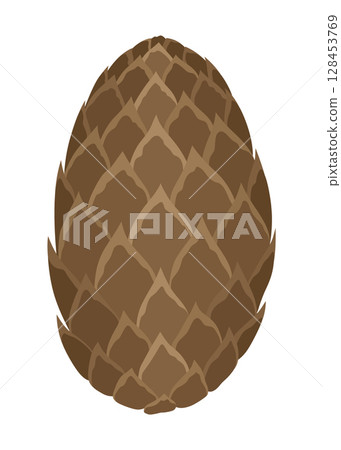 Fir or pine cone. Nature decoration symbol, forest sign. Isolated on white background. Set hand drawn coniferous cone. Colored vector illustration Fir or pine cone. Nature decoration symbol, forest sign. Isolated on white background. Set hand drawn coniferous cone. Colored vector illustration 128453769
