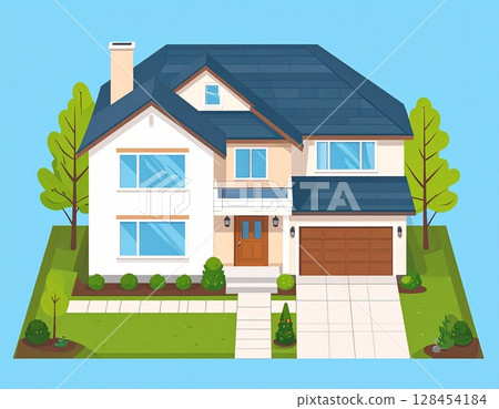 Illustration of a house seen from an angle 128454184