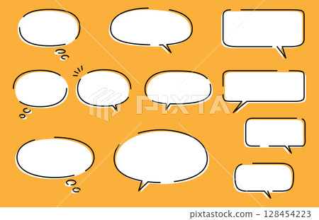 Cute hand-drawn pop speech bubble set Cute hand-drawn pop speech bubble set 128454223