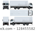 Vector awning flatbed truck mockup isolated on white background 128455582